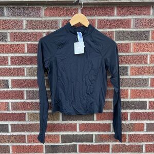 Fabletics Black Mock Neck Athletic Long Sleeve Crop Top